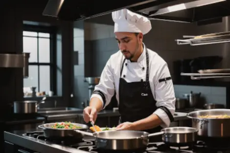 Chef cuisinier prpare le repas
